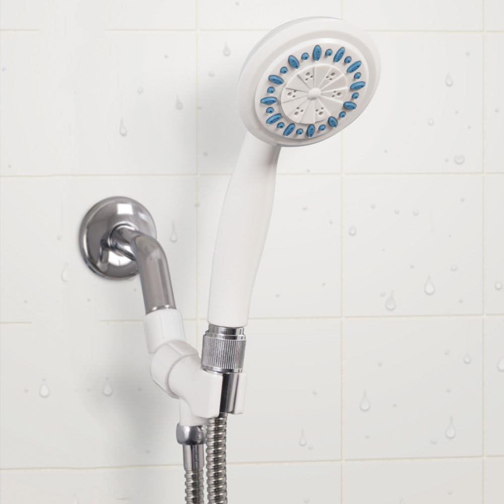 AquaSense 770-980 3 Setting Handheld Shower Head with Ultra-Long Stainless Steel Hose, White: Health & Personal Care