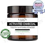 Activated Charcoal Tooth Powder Large 3oz Herbal Organic 100% Natural Fluoride Free Natural Whitening Remineralizing Oral Dental Polish 60ml Breath Freshener Calcium Carbonate, Peppermint & Lemon