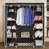 Blissun 59’’ Portable Clothes Closet Non-Woven Fabric Wardrobe Storage Organizer (Black)