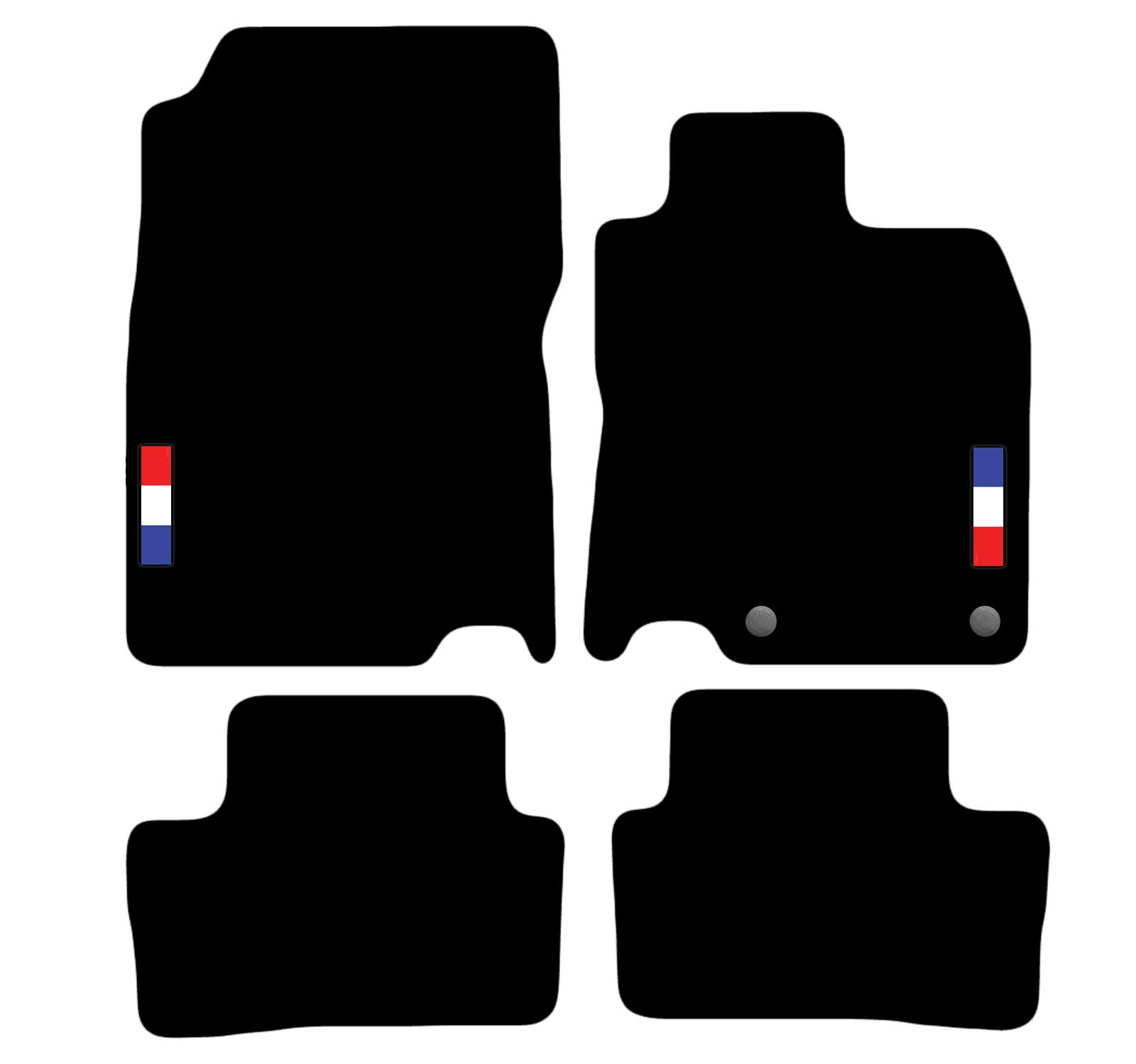 Carsio Carpet Car Mats For Renault Kadjar 2015+ Onwards with French Flag logo Tailored Fit Floor Mat Complete Accessory Custom Fitted - All Weather, Anti-Slip Backing & Black Trim