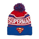 DC Comics Men's Superman Cuffed Pom Beanie with Embroidered Logo