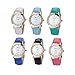 Geneva Fashion Women Watches Leather Rhinestone Inlaid Quartz Jelly Dress Wrist Watch 6 Pcs Fiiliip(Mixed Color)