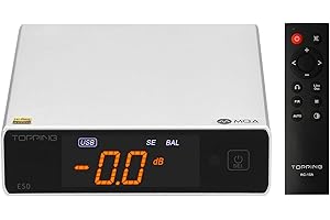 KGUSS Topping E50 Mini HiFi DAC ES9068AS DSD512 PCM768kHz USB DAC USB/Coax/Opt Inputs RCA/TRS Outputs Decoder for Home Theater Game Music Sliver
