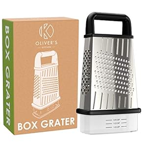 Oliver’s Kitchen Kaasrasp – Vierkantige Multifunctionele Antislip Roestvrij Staal Boxrasp -Super Scherp om Gemakkelijk…