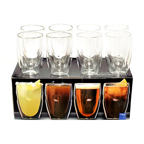 Click Here to See More Images Ozeri DW12A-8 Moderna Artisan Series Double Wall 12 oz. Beverage Glasses, Set of 8