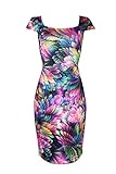 SDBING Women's Elegant Floral Slimming Fitted Stretch Sleeve Business Pencil Dress