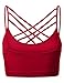 Sports Bra Criss Cross Strappy Bandeau Cami Wirefree Bralette Tops RED SM