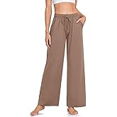 TARSE Wide Leg Yoga Pants for Women Plus Size Palazzo Trousers High Waist Lounge Pajamas Pants Casual Sweatpants with Pockets