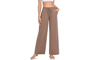 TARSE Wide Leg Yoga Pants for Women Plus Size Palazzo Trousers High Waist Lounge Pajamas Pants Casual Sweatpants with Pockets