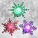 BANBERRY DESIGNS Snowflake Window Lights - Pack of Three Suction Cup Acrylic Snowflakes - LED Color Changing - Snowflake Decorations - Night Light Window Clings- Seasonal Window Bling