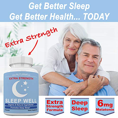 Sleep Aid Extra Strength for Adults with 9 Scientifically Proven Ingredients for Insomnia, Stress & Anxiety - 6 mg Melatonin - Natural Organic Herbal Supplement - 40 Pills