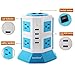 Lanshion 8 Outlet Surge Protector Power Strip with 4 USB Charging Ports 1875W Desktop USB Charging Station with 6.5-Feet Long Power Cord, 1000 Joules, UL Listed(White + Blue)