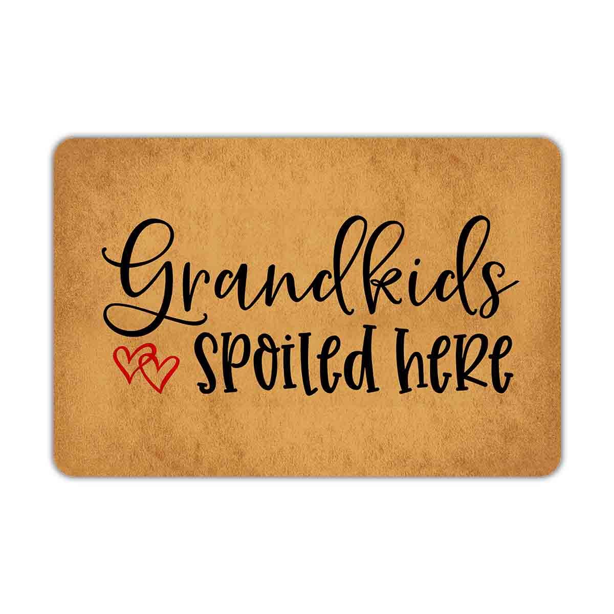 Photo 1 of Joelmat Grandkids Spoiled Here Entrance Non-Slip Outdoor/Indoor Rubber Door Mats for Front Door/Garden/Kitchen/Bedroom 23.6" x 15.7"…