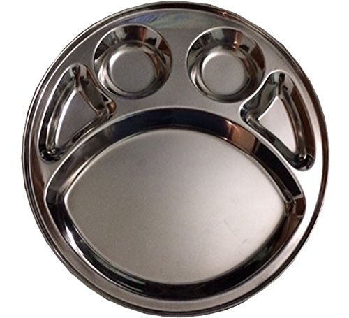 Stainless steel round divided dinner plate 5 sections ,…