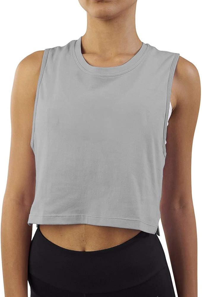 Mippo Women's Crop Top Workout Shirts Loose Flowy Muscle Tank Athletic Crop Tank Top at  Women’s Clothing store