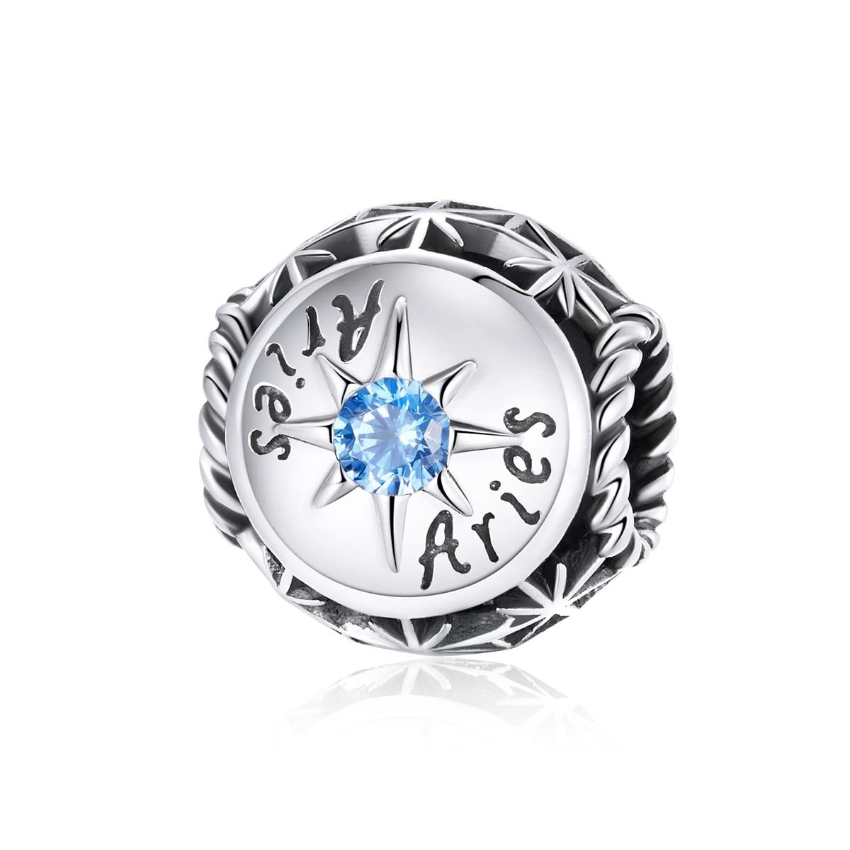 FeatherWish Zodiac Star Sign Horoscope Birthday Constellation Family Bead Charm Sterling Silver 925 Fits And Compatible With Pandora Bracelets Gift Christmas Daughter Friend (Aries)