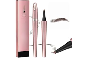 JEFUZH Eyebrow Tattoo Pencil, 2024 New Magic Eyebrow Pencil,4 Fork Tip 3D Microblading Waterproof Eyebrow Pencil, Natural Makeup Fine Stroke Magic Eyebrow Pencil with 4 Micro-Fork Tip for women (dark brown)