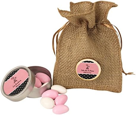 Paris Party Favor Treat Pouch and Candy Container Complement any Party Theme Including Baby Shower, Gender Reveal, or Paris Theme Birthday Party, 12 Sets