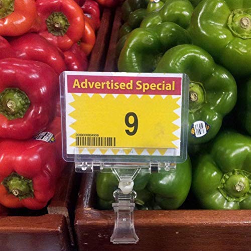 YANSHON 10Pack Plastic Merchandise Sign Clips Rotatable Pop Clip Price Display Clip Holder Stand, Double Display Clips Clear, 3.1inch Wide - Thumbnail 5