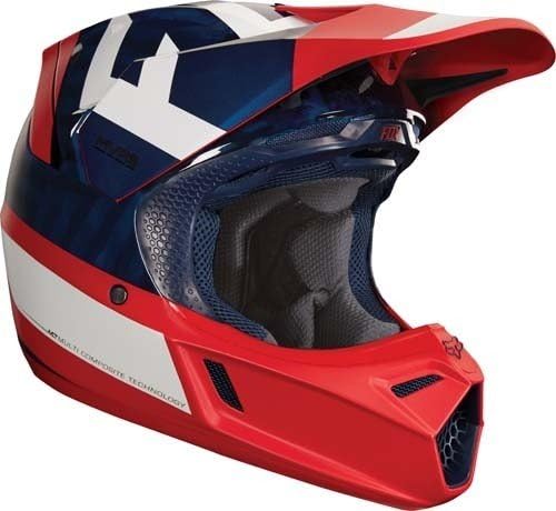 2018 Fox V3 PREEST Motocross Helmet NAVY RED Adult Large