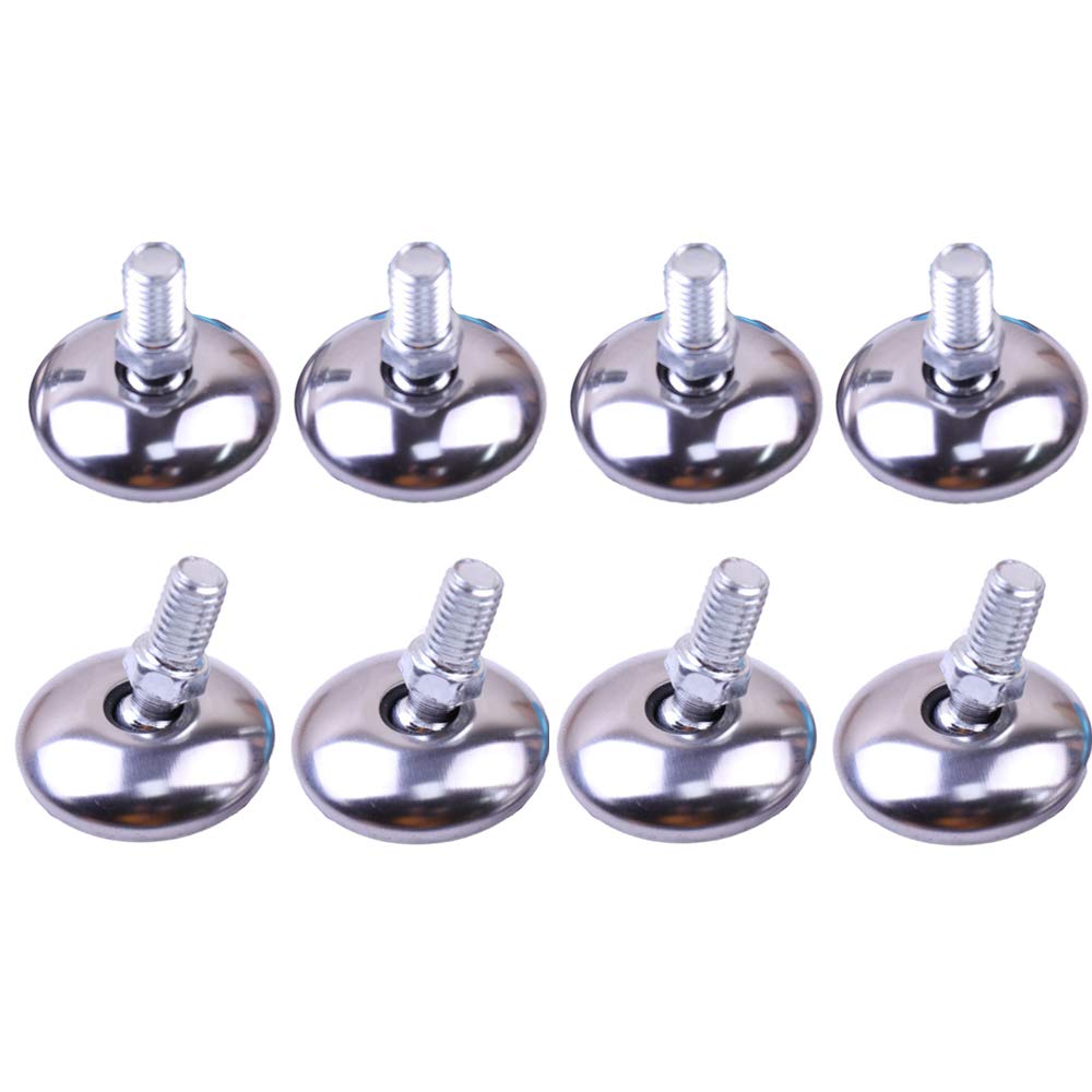 Mushroom Shape Castors Gliders, Adjustable Threaded Feet/Lags for Furniture Couches Table Bed Chairs Cabinet, Silver, Pack of 8, 48mmx20mmx8mm