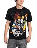 Mad Engine Men’s Kingdom Hearts Hearts Group Tee, Black, Small, Online Clothing Store