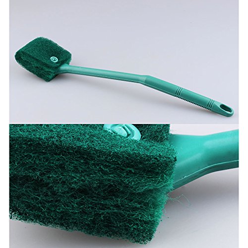Petacc Double-sided Fish Tank Cleaner Sponge Cleaning Brush Portable Scraper Practical Scrubber with Non-slip Handle, Suitable for Cleaning Fish Tank (Blue)