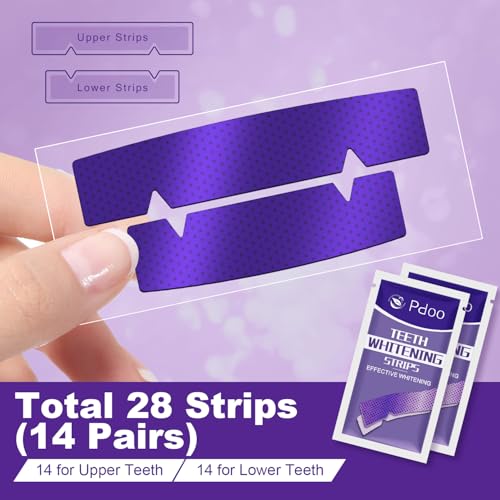 Purple Teeth Whitening Strip - Whitening for Teeth Sensitive, Professional Teeth Whitening Strips, Fast Remove Smoking, Coffee, Wine Stains, Teeth Whitening Kit Pack of 28 Non-Slip Strips
