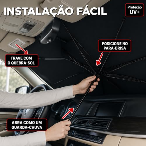 Protetor Solar Para-brisa, Quebra Sol Portátil, Proteção Térmica UV, Protetor Solar com Isolamento Térmico, Retrátil, Protetor Térmico Para Carro, Protetor Dobrável Preto para Carro