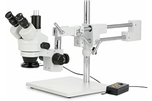 AmScope SM-4TZZ-144A Professional Trinocular Stereo Zoom Microscope, WH10x and WH20x Eyepieces, 3.5X-180X Magnification, 0.7X
