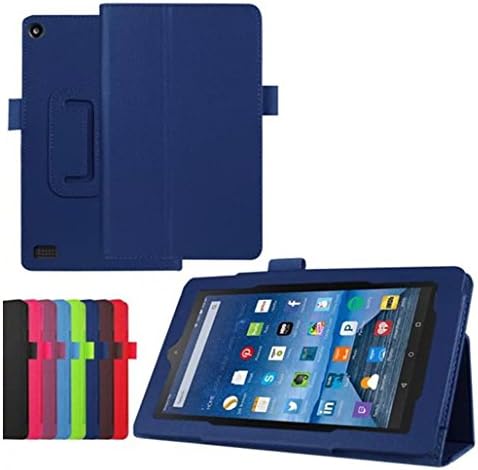Sinwoz Fire HD 7 Case [2015], Amazon Kindle Fire HD 7 Case PU Leather Hybrid Protective Case Cover, Full Cover Impact Resistant Bumper Wallet Case Shell (Dark Blue)