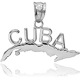 High Polish 925 Sterling Silver CUBA Charm Pendant