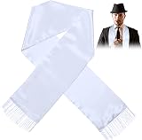 Geyoga White Tassel Scarf Men Women 1920s Gangster Cosplay Long Shawl Fancy view 1