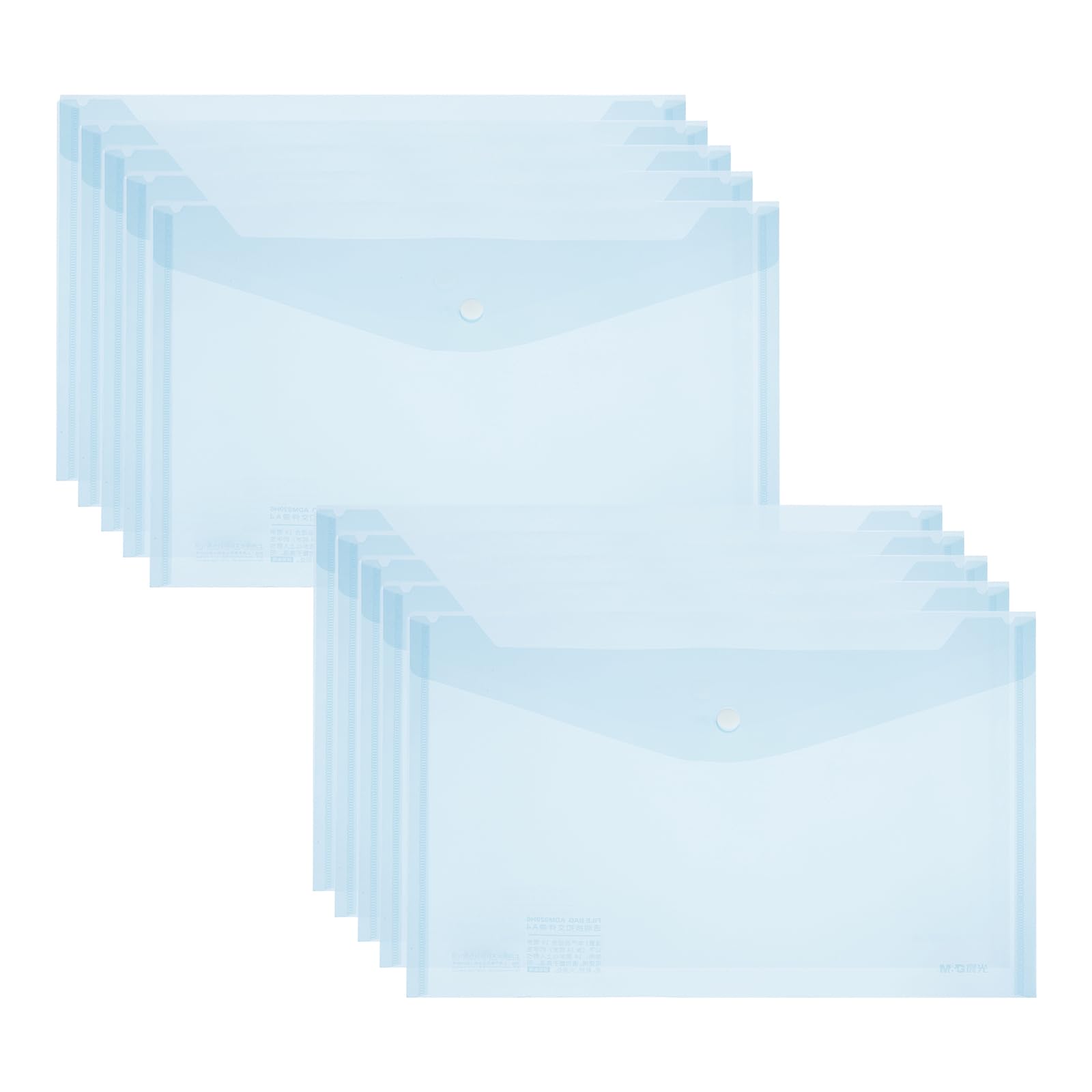 PATIKIL Plastic Envelopes File Folders, 10 Pack PVC Blue Waterproof Document Folders with Snap Closure for A4/Letter Size Documents, Business, Office Home Organization