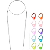 HARFINGTON Knitting Needles Size US 2.5(3mm) Circular Needle 24 Inch(60cm) Round Metal Stainless Steel for Handmade Projects DIY Knitting