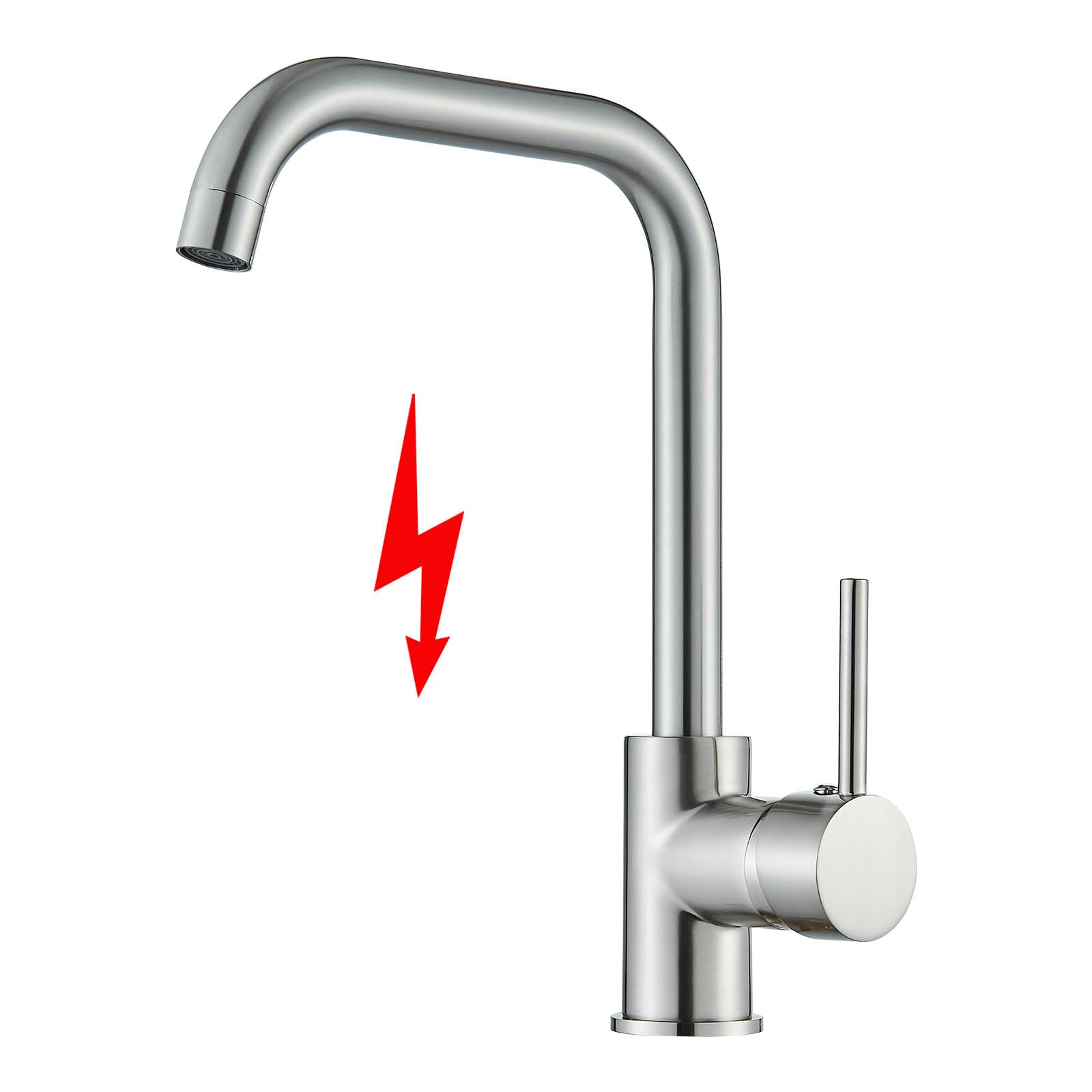 Onyzpily Brushed Nickel Low Pressure Kitchen Tap Sink Mixer Tap with Shower Extendable