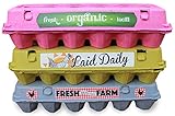 Egg Cartons for a Dozen Eggs (12 Pack) made from Recycled Pulp with BONUS Egg Carton Labels (Variety Pack)
