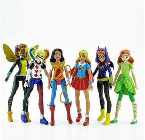 ZOUCY Super Hero Mädchen Modell, 6Pieces DC Super Hero Mädchen Batgirl Gift Ivy Bumble Bee Harley Quinn Action Figure Puppe S