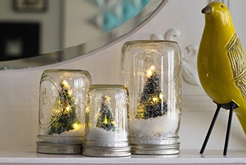 Winter Wonderland Mason Jar - Set of 3 Trees with LED Lights