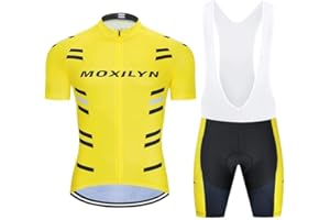 MOXILYN Men Cycling Jersey kit Short Sleeve Mountain Bike Shirt Bicycle MTB Jersey and Bibs 20D Gel Padded Bike Clothing Set