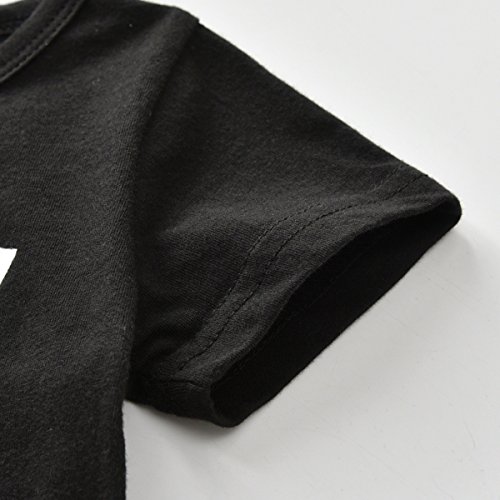 2Piece Toddler Kids Baby Boy Outfits Set,Short Sleeve Letter Mini Boss Print Front T-Shirt Stripe Trousers Pant Clothes Suit Black - Thumbnail 3
