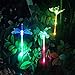 HCTro Solar Garden Lights, Crystal Upper Stake with Built in Multi Color Changing 3 LED, Hummingbird Butterfly Dragonfly, Solar Powered Lights, Outdoor Solar Lights for Patio Yard Fairy, 3 Pack