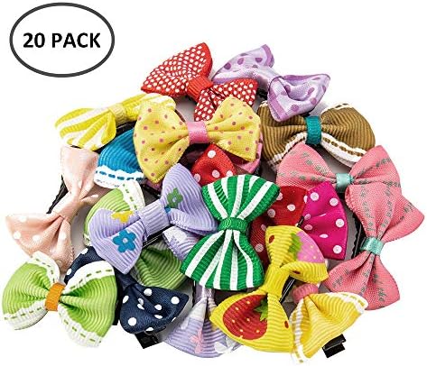 Interlink 20Pcs Baby Girl Hair Bows Clips Grosgrain Ribbon Boutique Bowknot Small Hairpin Barrettes Alligator Clips for Girls Babies Infant Toddlers