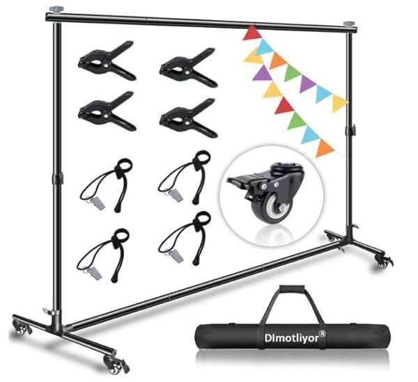 10 * 7ft Backdrop Stand, with Wheels, Adjustable Heavy-Duty Backdrop ...