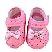 DZT1968® Baby Girl Cloth Soft Sole Round Dot Prewalker Mary Jane Shoes with Bowknot (6~12 Months, Pink)