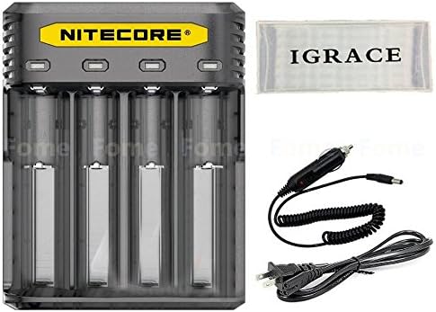 Smart Charger Battery, iGrace NITECORE Q4 2A Quick Charger Active Current Distribution Technology Reverse Over Charge Protection for Li-ion Rechargeable Batteries Support Car Charger