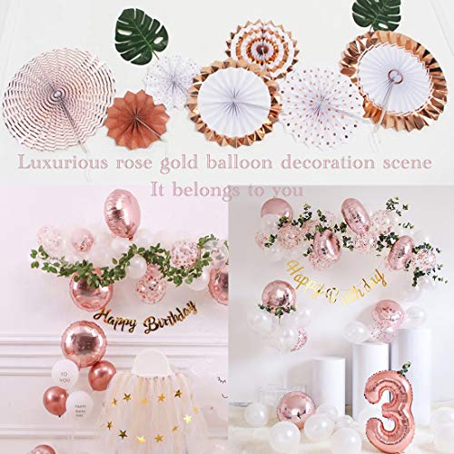 Treedeng 62 Pcs Balloon Rose Gold Birthday Decoration Package Balloon Deluxe Set Confetti Balloon Birthday Party Decoration