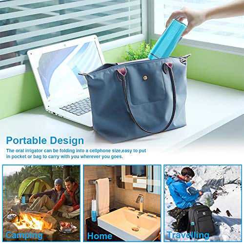 Water Flosser Cordless, Cshidworld Portable Dental Oral Irrigator Rechargeable with 4 Modes & 200ML Cleanable Water Tank for Home and Travel, Braces & Bridges Care, IPX7 Waterproof - Thumbnail 6