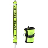 Surface Marker Buoy SMB, Scuba Diving Signal Tube with Dive Flag | High-Visibility SMB with Reflective Strip, TPU-Coated Nylon, Overpressure Valve, 3 Inflation Options for Scuba &amp; Freediving