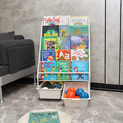 Xcosrack Kids Book Rack Organizer, 5 Tier Children Bookshelf Magazine